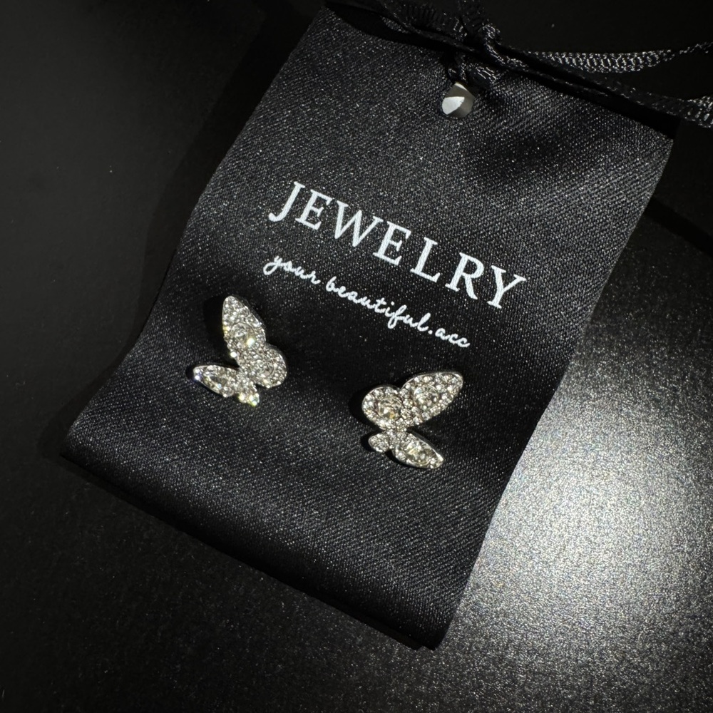 Sparkling Crystal Butterfly Stud Earrings